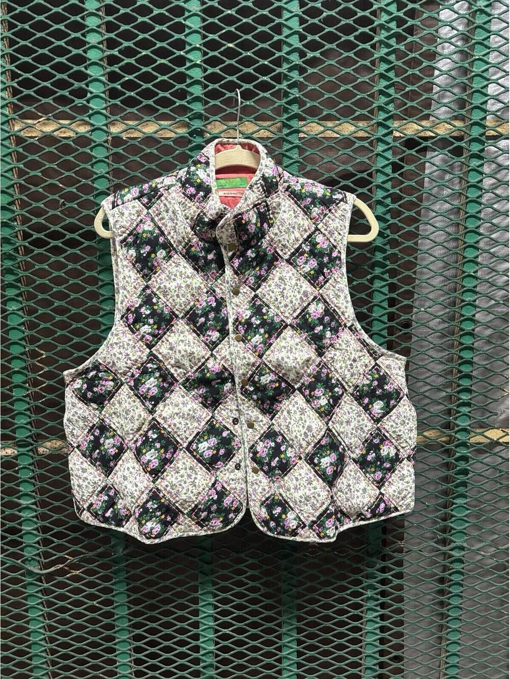 RARE Clare V Timothe Quilted Floral Print Button Front Vest Lilac L/XL ICONIC